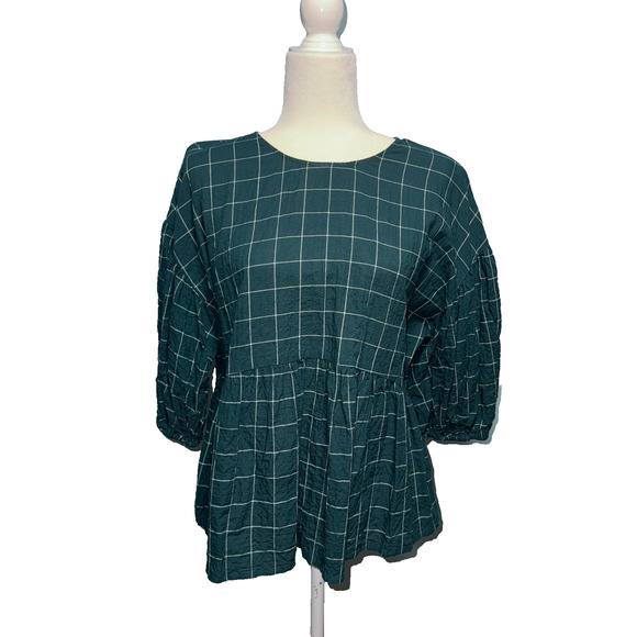 A New Day Women Medium Top Puff Sleeve Classic Holiday Interview Preppy - Picture 1 of 7